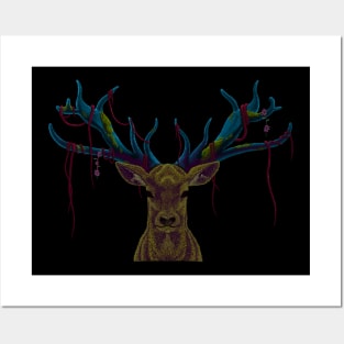 yellow deer Posters and Art